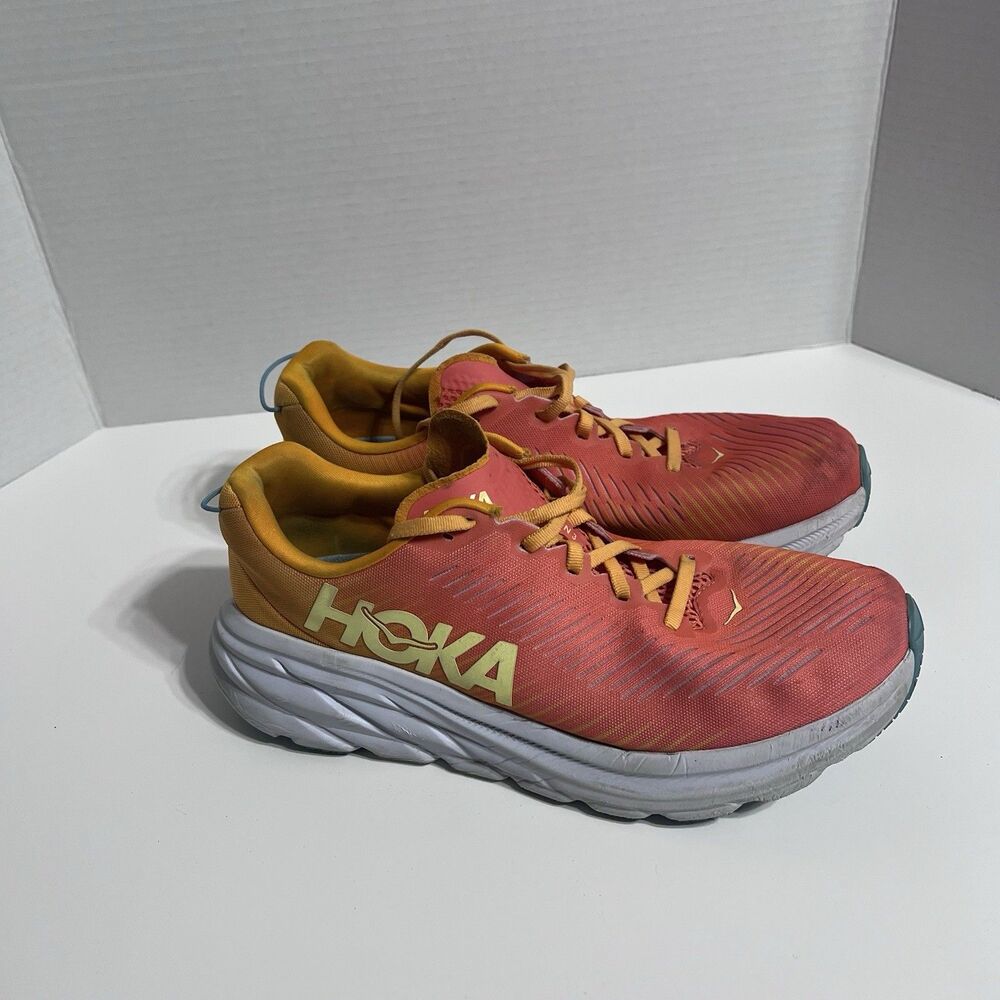 Hoka One Rincon 3 Shoes Womens Sz 10B Orange Athletic Road Running Sneakers